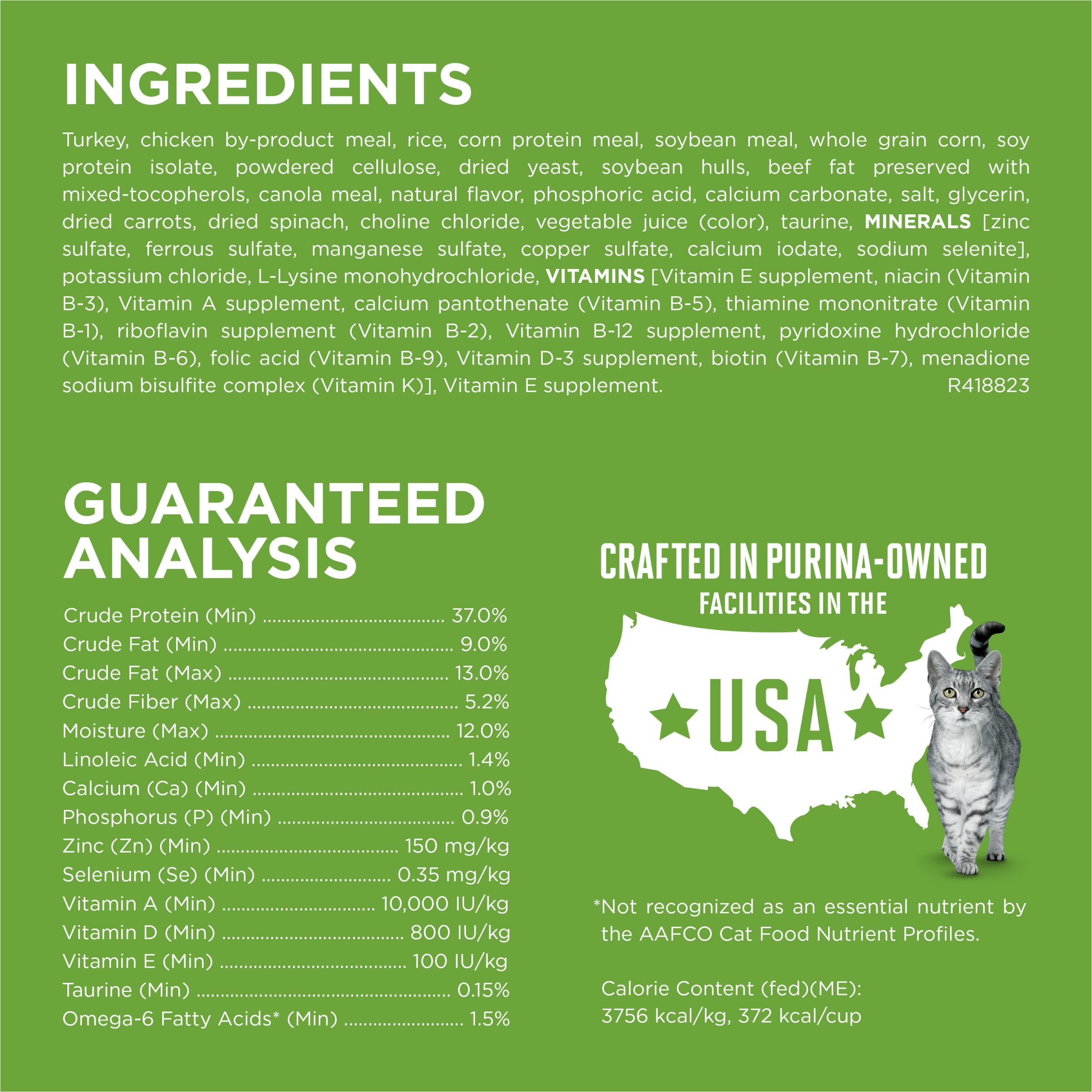 Purina cat food package used as an example for checking label values