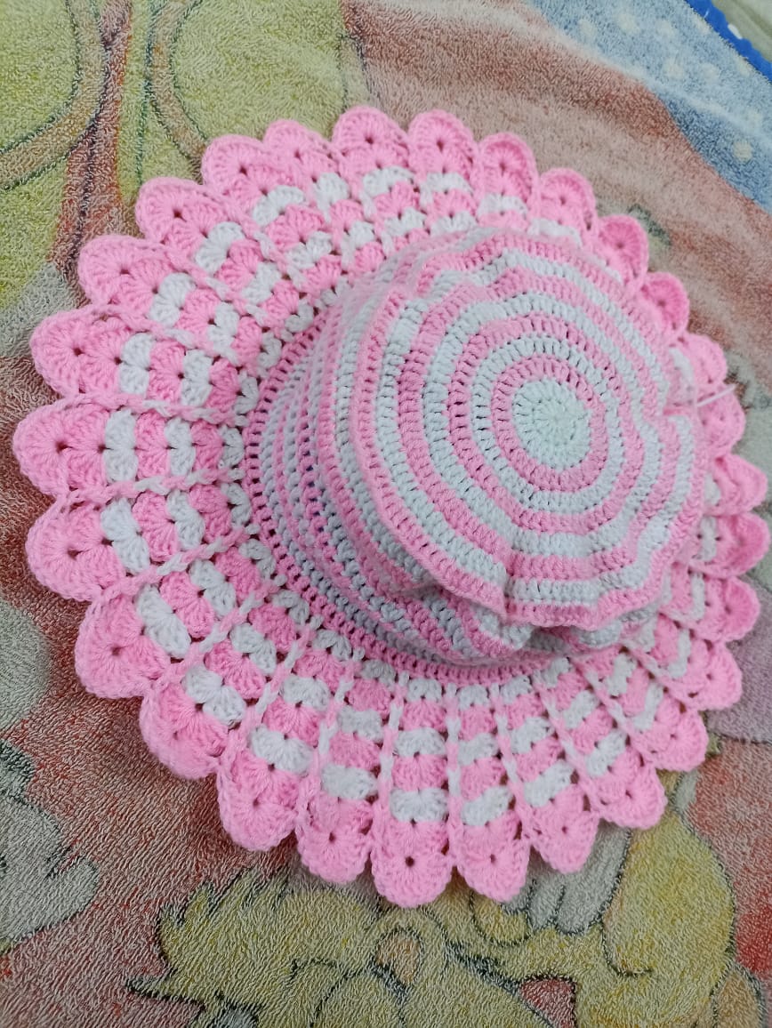 Crochet hat with textured stitch pattern