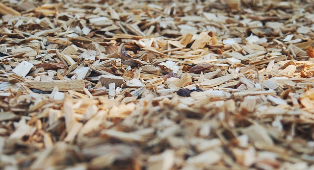 Wood chip mulch for garden bed coverage